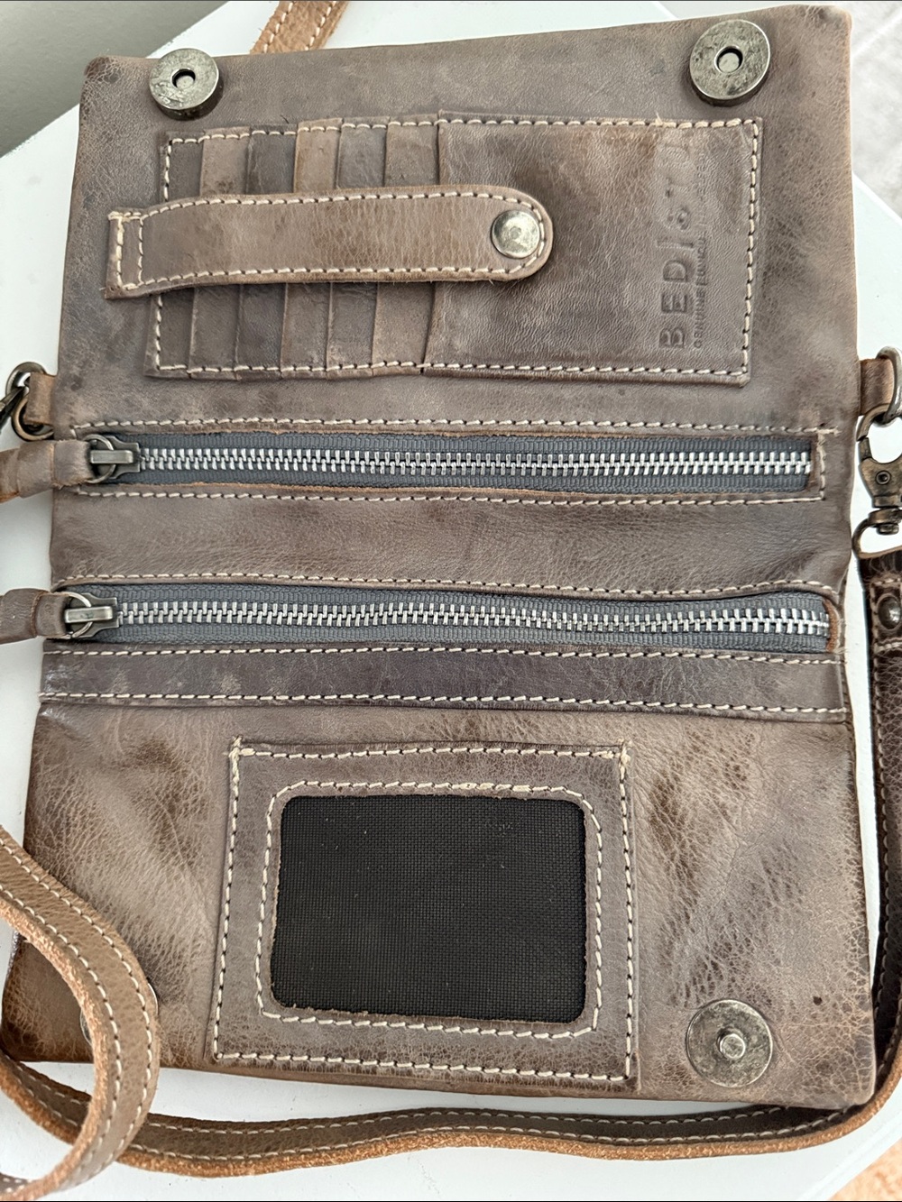 BED|STU Brown Perforated Leather Crossbody with Stud Accents - Picture 2 of 7